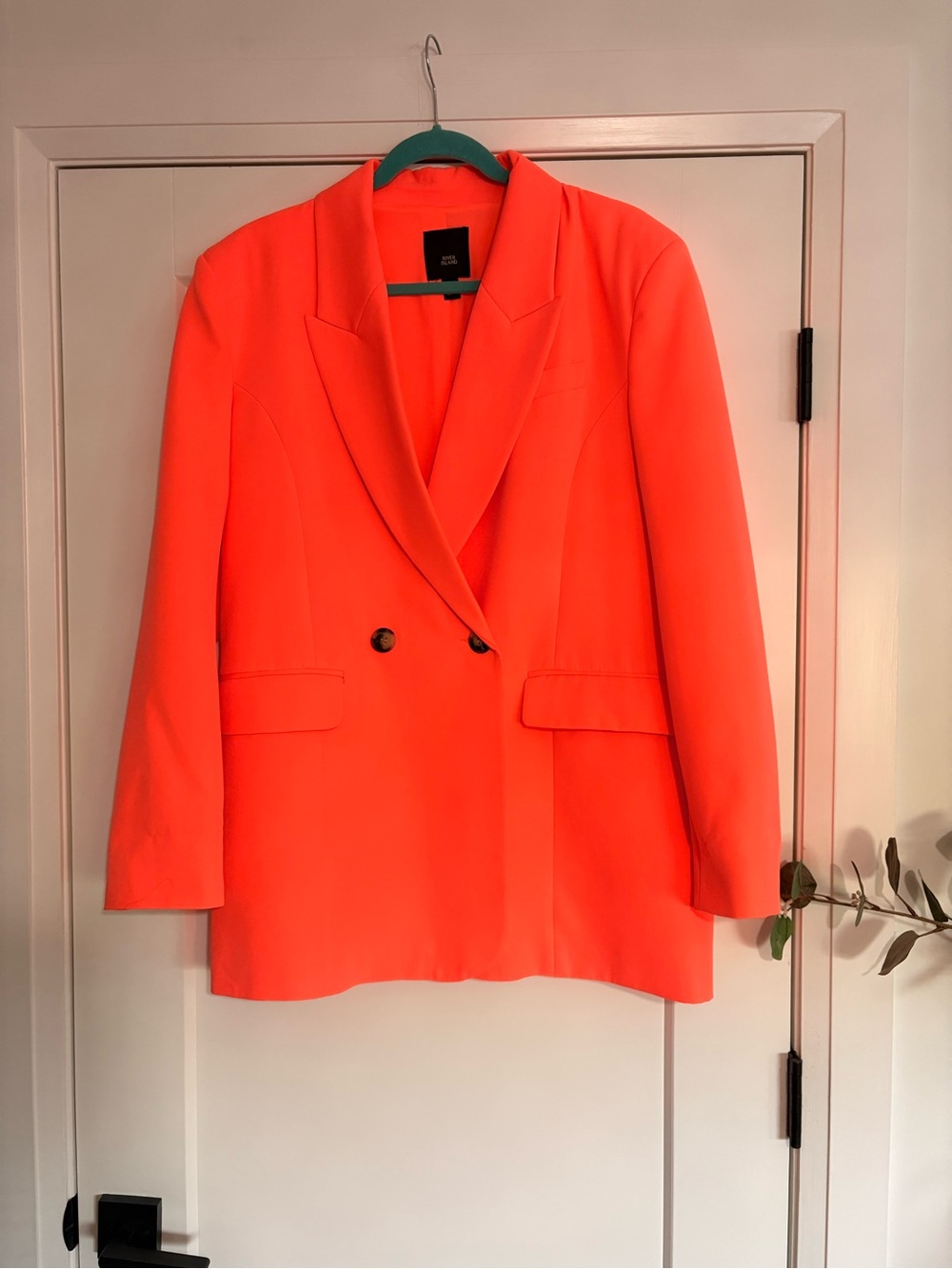 River Island Neon Orange Double-Breasted Blazer